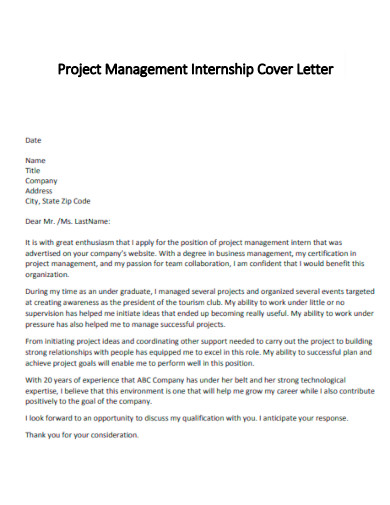 Sample Cover Letter for Internship - 18+ IN in PDF | MS Word | Google ...