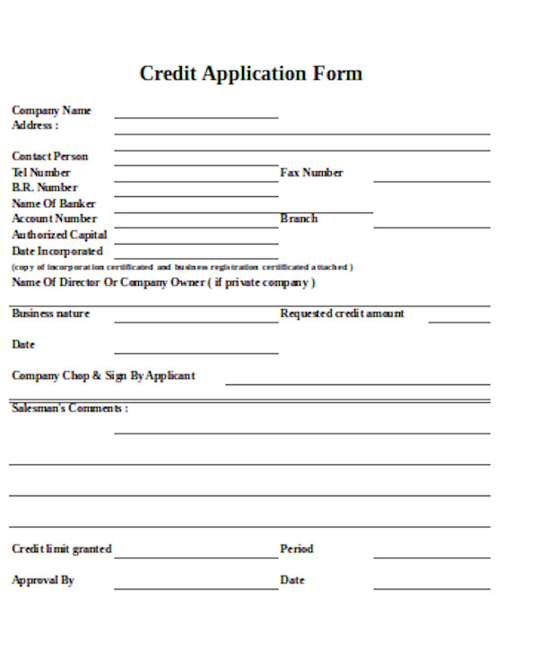 basic credit application form