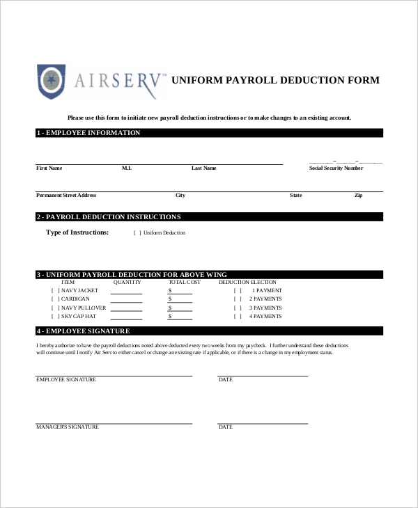 Payroll Deduction Authorization Form Template from images.sampleforms.com