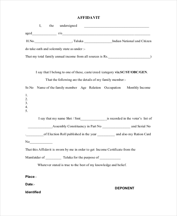 Free Blank Affidavit Form Affidavit Form Printable Affidavit Form Images