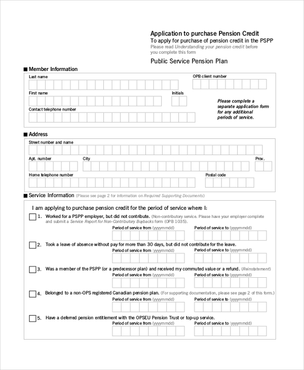 pension credit application