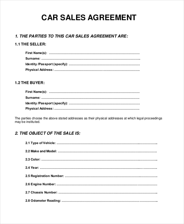 Free Printable Sales Contract