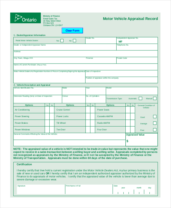 2022 Car Appraisal Form Fillable Printable Pdf And Forms Handypdf ...