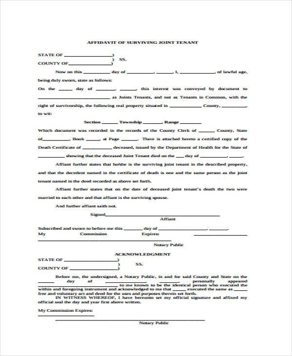 generic affidavit of death form