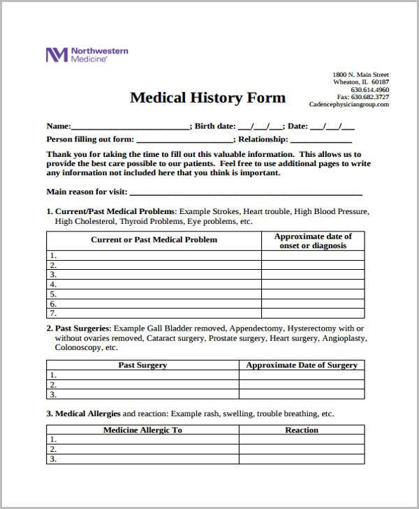 Free Printable Medical Forms - FREE PRINTABLE TEMPLATES