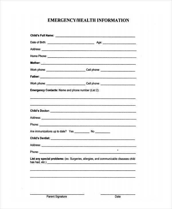 14 Printable Employee Emergency Information Form Templates Fillable ...