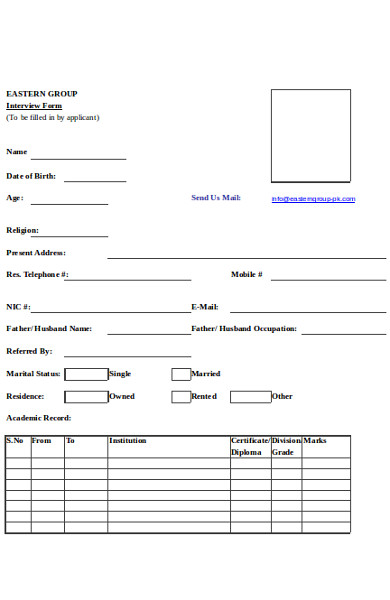 basic interview form