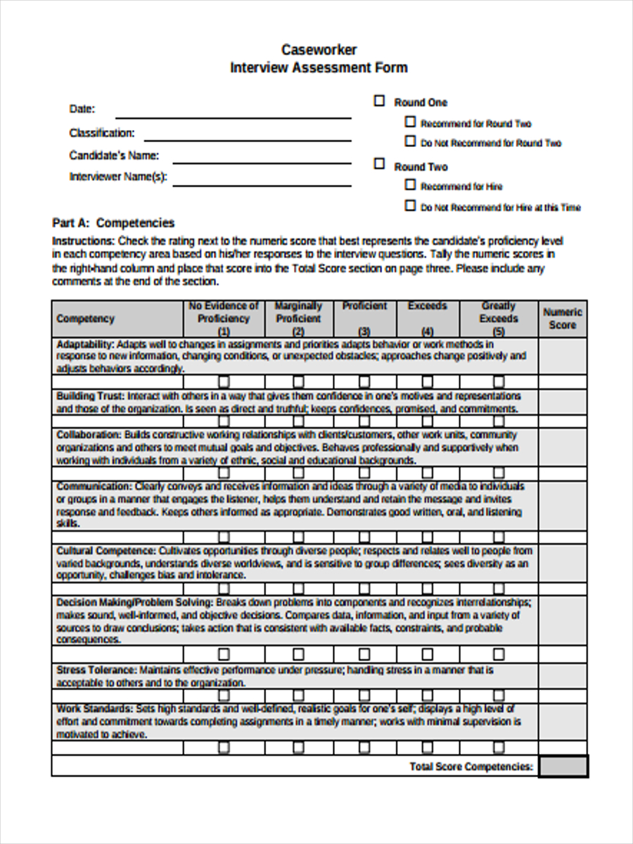 candidate assessment interview