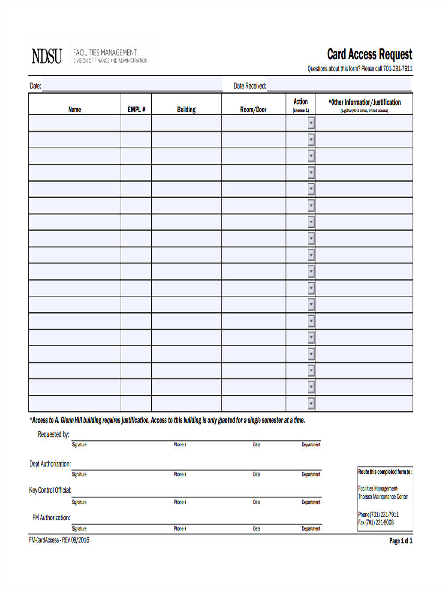 card access request form