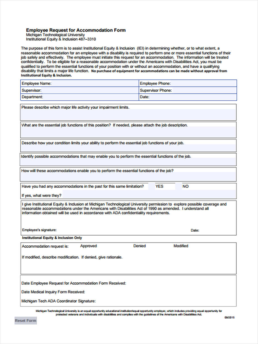 employee reasonable accommodation