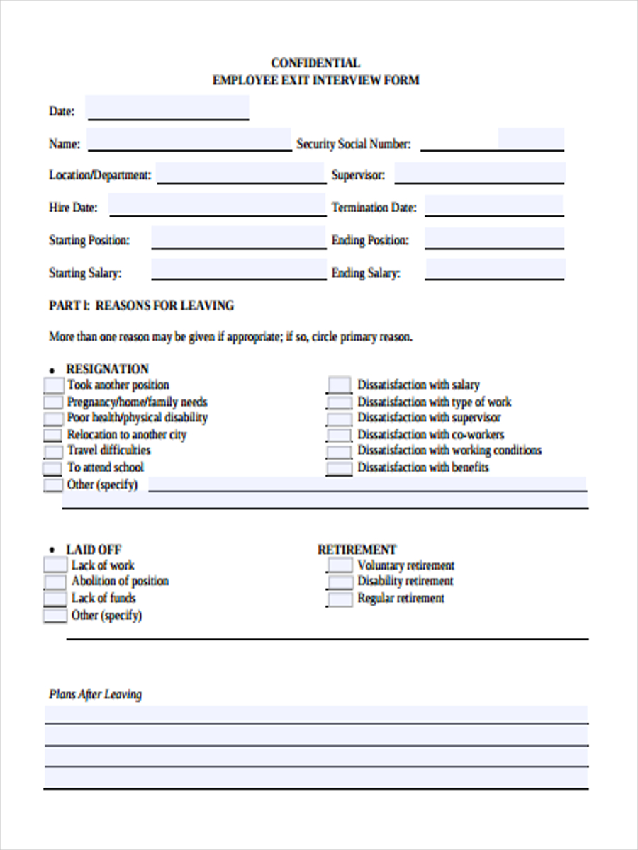 free employee interview form