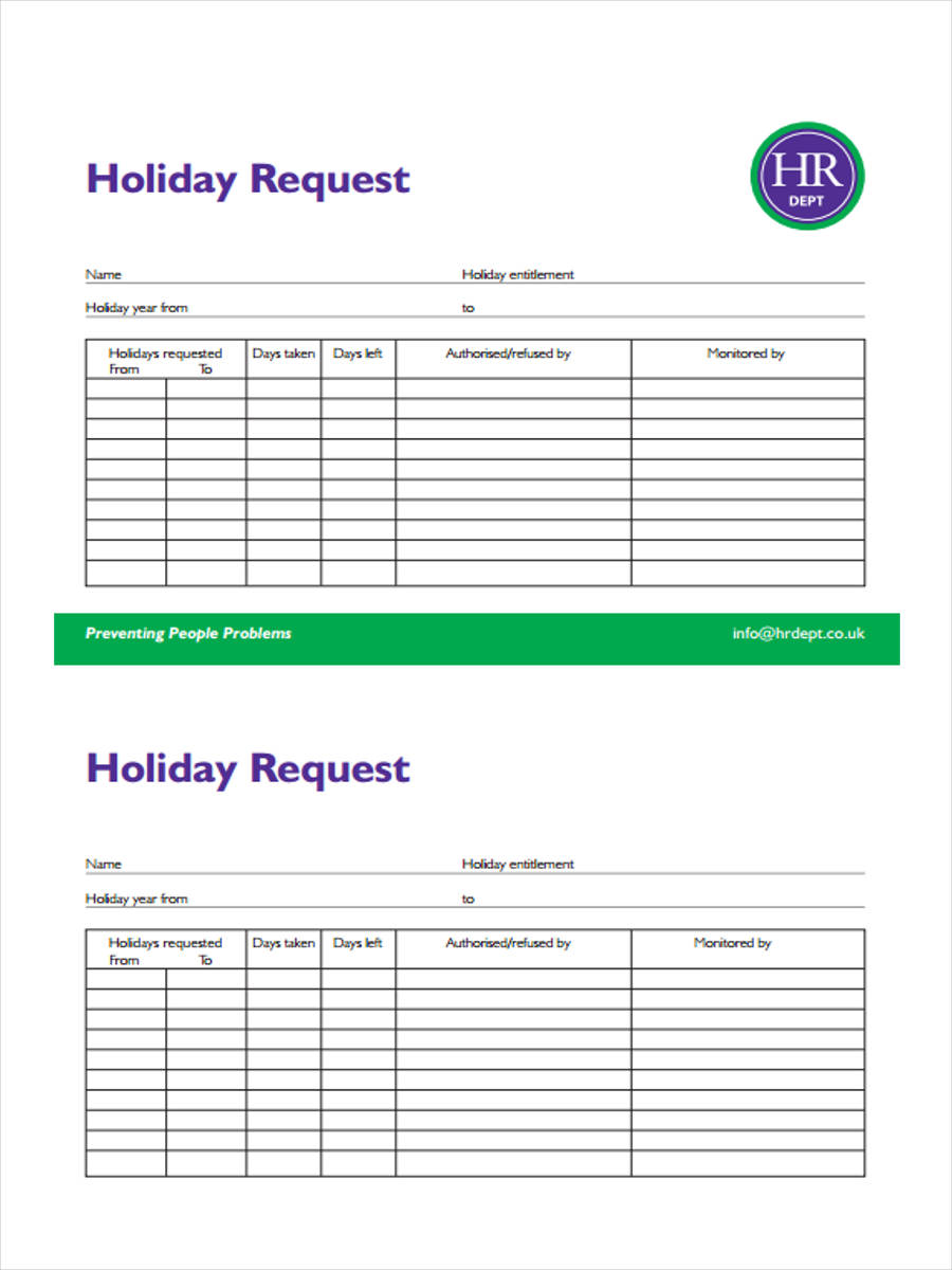 holiday request form