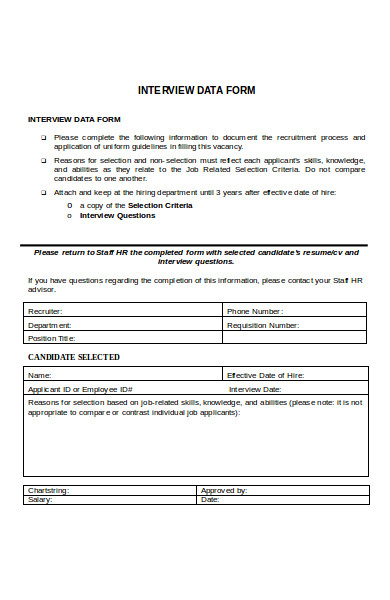 interview data form