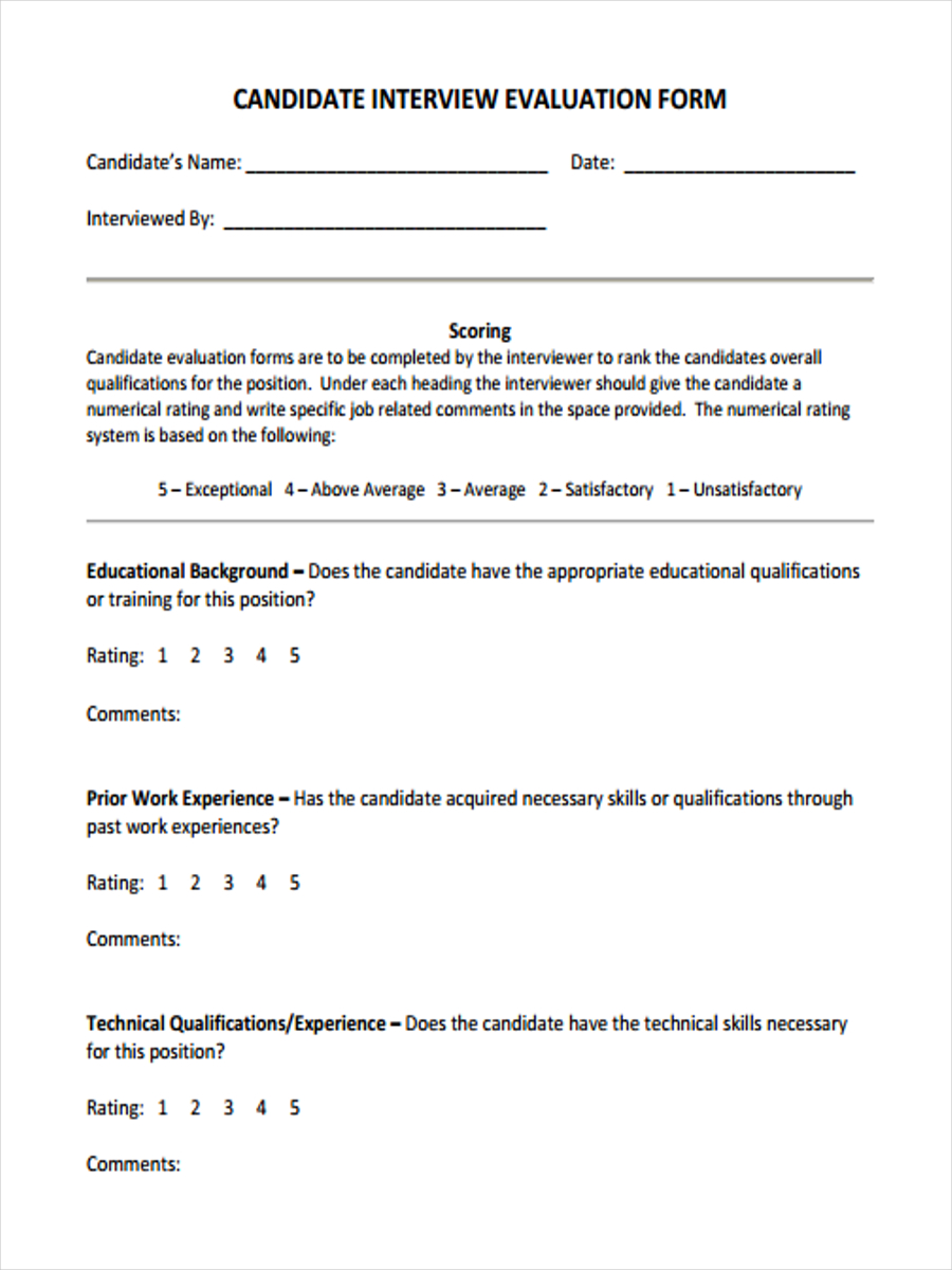 new employee interview form