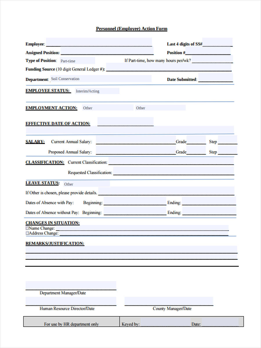 personnel employee action form