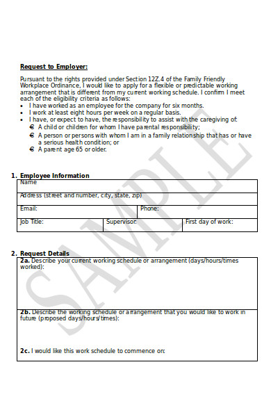 sample employee request form