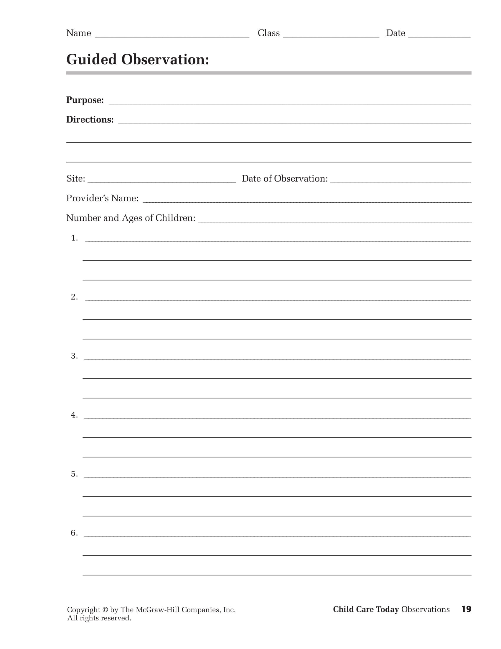 Child Observation Form Printables