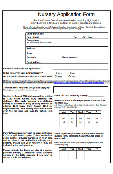 formal nursery form