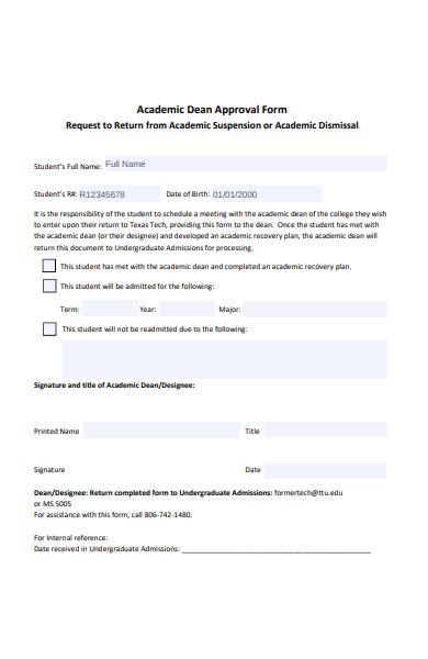 academic dean approval form