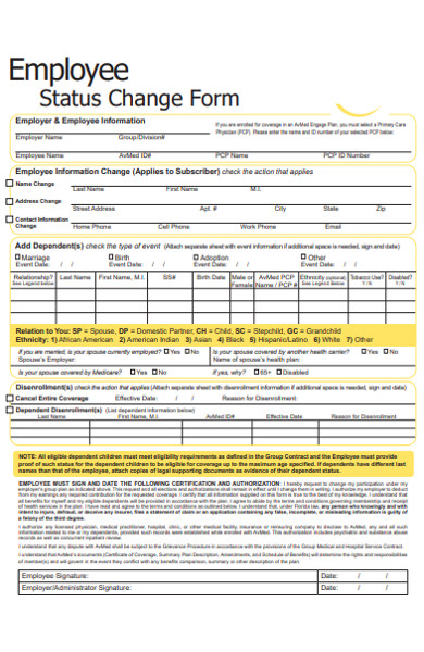 employee status change form