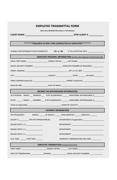 employee transmittal form