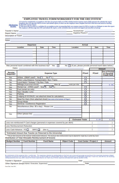 employee travel form