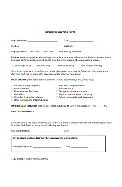 employee warning form