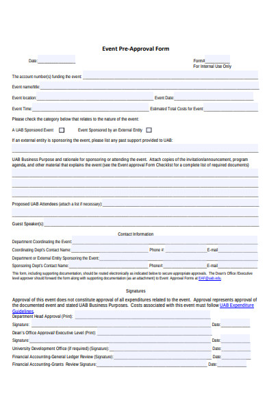 event pre approval form