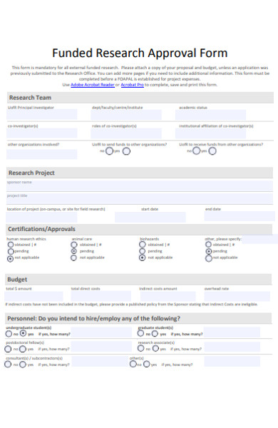 funded research approval form