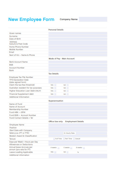 new employee form