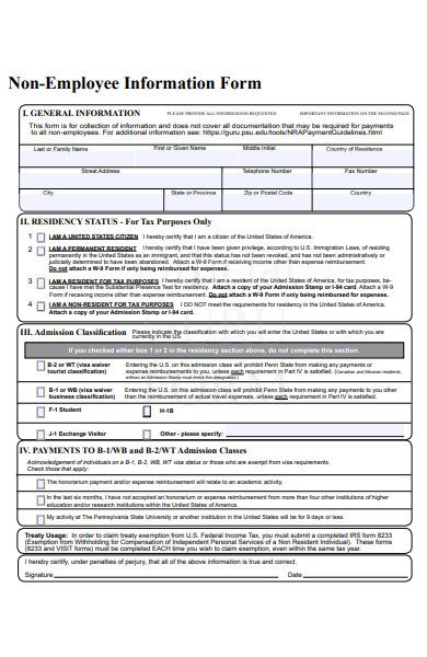 non employee information form