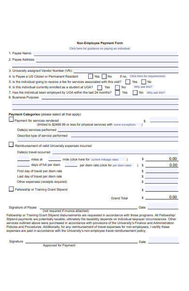 non employee payment form