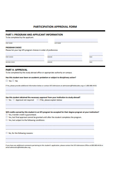 participation approval form