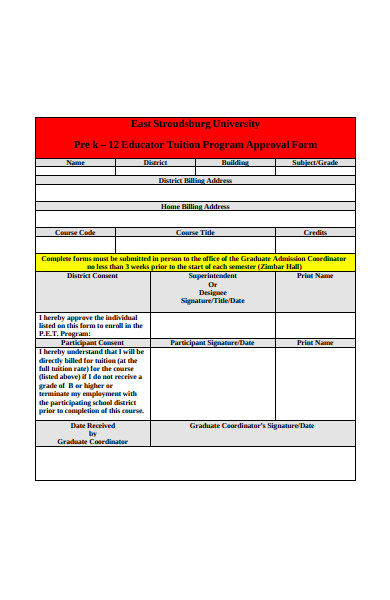 tuition program approval form