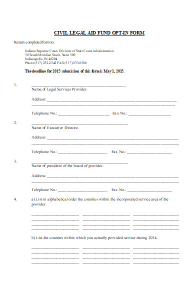 civil legal aid fund form