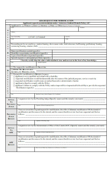 civil modification form