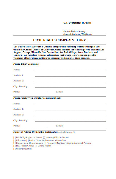 civil rights complaint forms