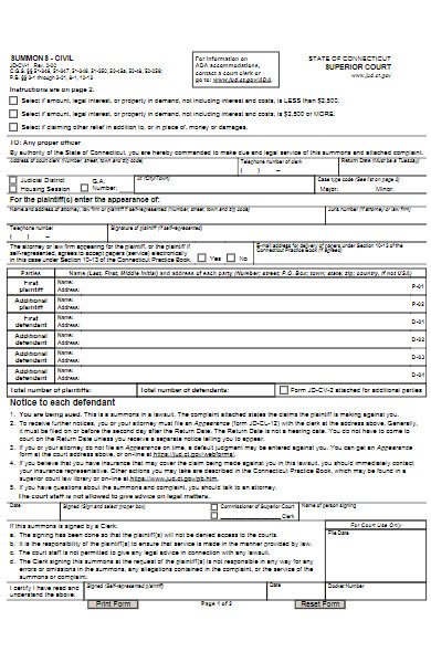 sample civil form