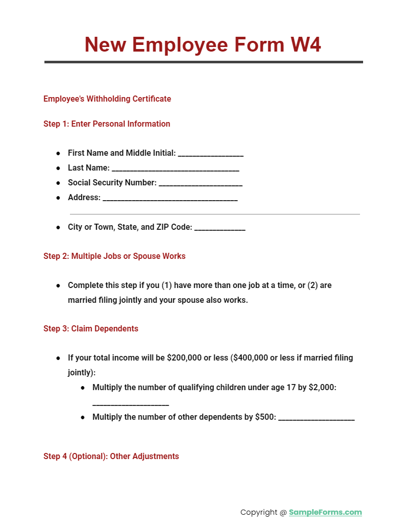 new employee form w4