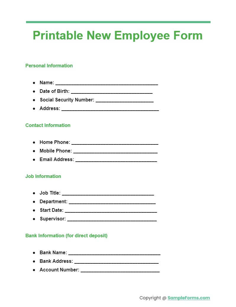 printable new employee form