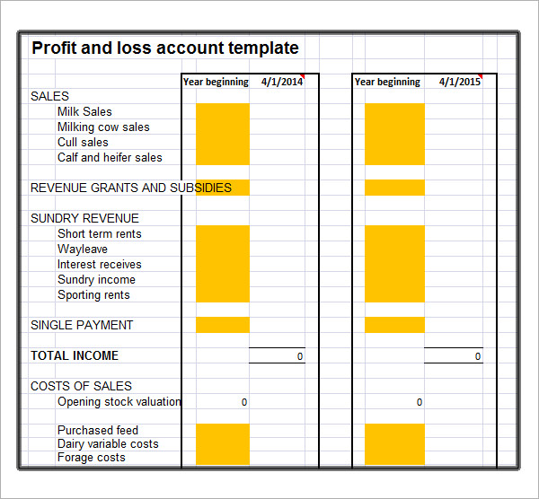 free profit and loss template1