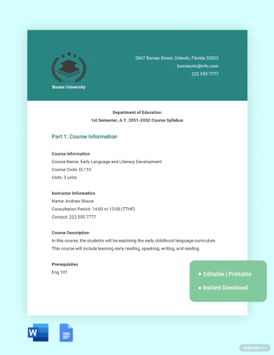 education syllabus template