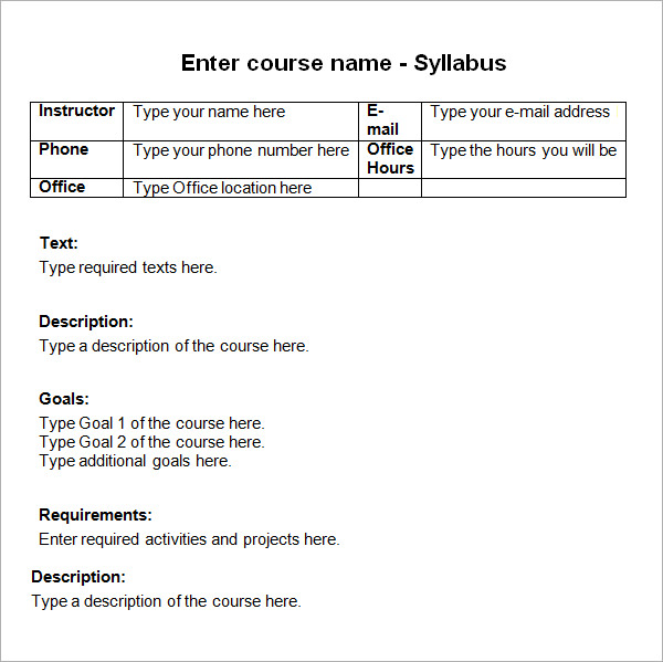 syllabus example