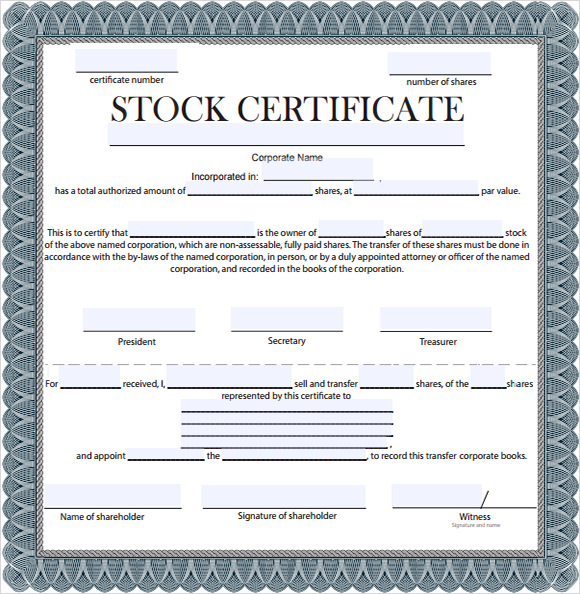 5 Sample Stock Certificate Templates to Download | Sample Templates