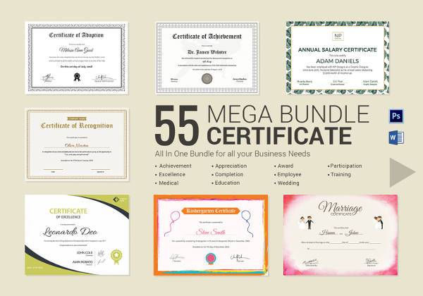 useful certificate bundle template in word photoshop google docs