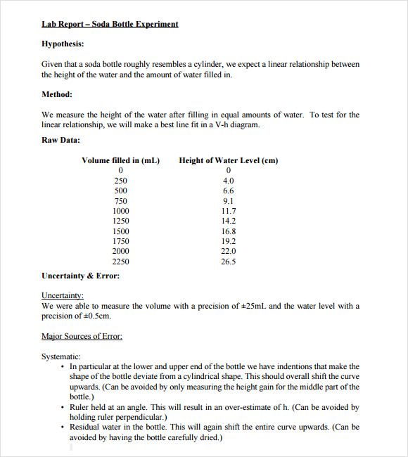 free lab report template sample