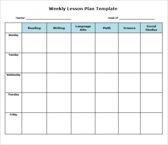 Free Printable Weekly Lesson Plan Template - FREE PRINTABLE TEMPLATES