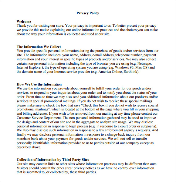 privacy policy template download