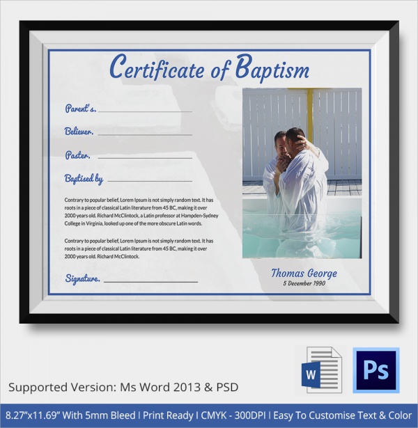 Free Printable Baptism Certificate Free Printable - Baptism Certificate ...