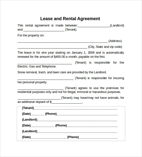 Simple House Rental Agreement Template